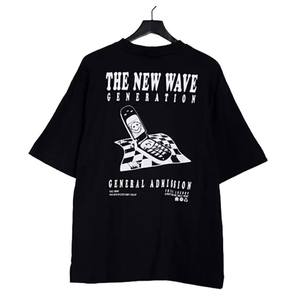 ASOS Collusion The New Wave Generation Oversized Black Tee Shirt Sz M NIP